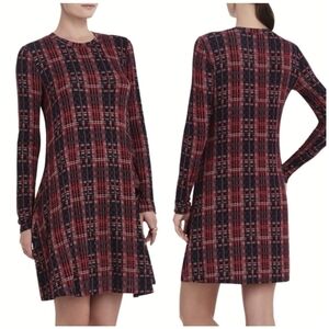 NWT BCBGMaxAzria Jeanna Tartan Crew Neck Long Sleeve Dress - Sz S